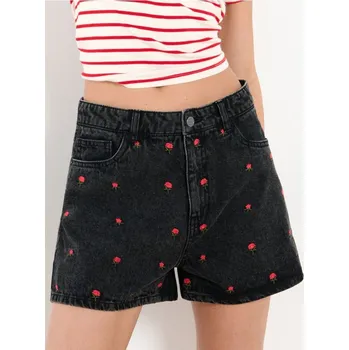 Sinsay - Džínové kraťasy high waist - černá - 734DB-99J - 734DB-99J-36