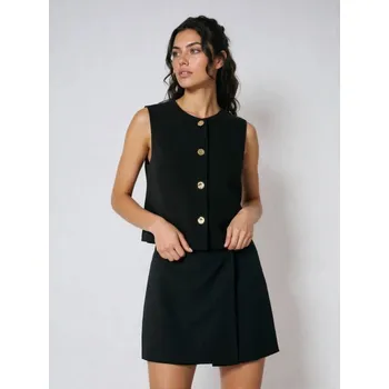 Dámské sako Sinsay - Obleková vesta s ozdobnými knoflíky s příměsí viskózy - černá - 453GY-99X - 453GY-99X-XS