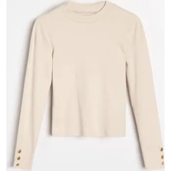 Sinsay - Bavlněná halenka s ozdobnými knoflíky - béžová - 026HA-02X - 026HA-02X-XXL