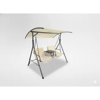Zahradní houpačka Garden Line DVOJMISTEČNÁ ZAHRADNÍ HOUPAČKA 170 x 110 x 165 CM BEŽOVÁ S DRŽÁKEM NA ŠÁLKY *6779