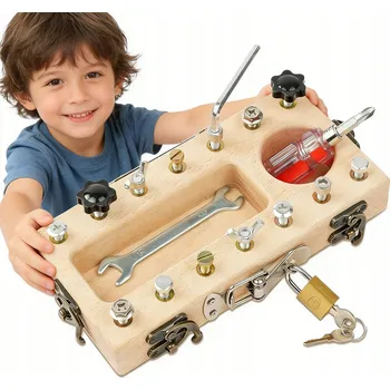 Dřevěná hračka Montessori sada šroubováků se zámkem a klíčem, pro děti od 3 let