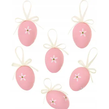 Velikonoční dekorace Sada 6 růžových vajíček k zavěšení, velikonoční dekorace na Velikonoce
