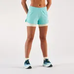 KIPRUN Dámské běžecké kraťasy 2v1 Kiprun Run 500 Confort L MODRÁ|ŽLUTÁ