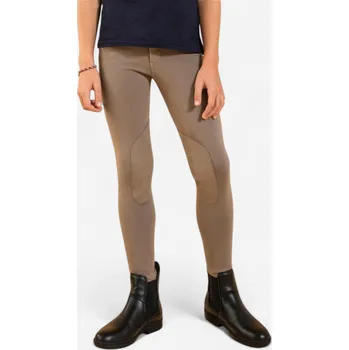 Jezdecké oblečení FOUGANZA Dětské rajtky s rajtfleky 140 hnědé 8 LET