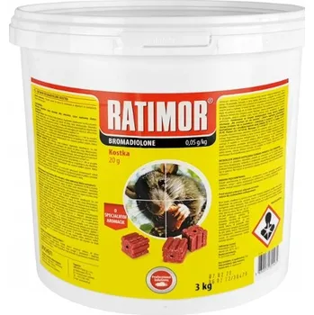 Hubení hlodavce RatIMOR jed na myši a krysy, červená kostka, jed bromadiolon 3 kg