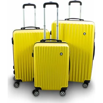 Sada kufrů žluté barvy XL, L, M cestovní na kolečkách ABS
