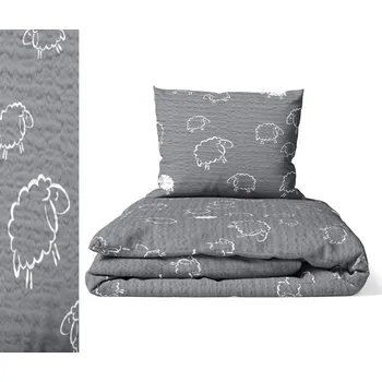 Povlečení Sada povlečení z KŮRY 160 x 200 cm, Bavlna, vzor: Berani šedé