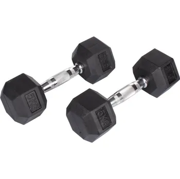 Hex Rubber Dumbbell činka 1 pár, Hmotnost 5 kg