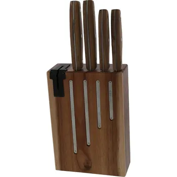 Kuchyňský nůž JEAN DUBOST 4 ks – kuchyňské nože z nerezové oceli v bambusovém bloku s brouskem