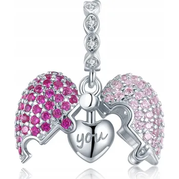 Přívěsek Přívěsek na náramek Silverlove RŮŽOVÉ SRDCE PAVE Stříbro S925