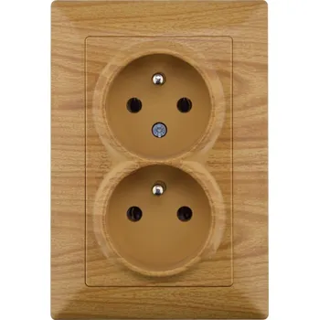 Elektrická zásuvka Visage Dvojzásuvka, E (francouzská), termoplast, javor 5001032116181