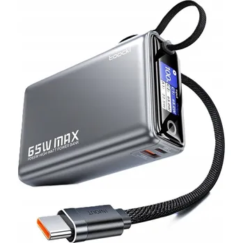 Powerbanka Powerbanka Toocki 20000mAh PD 65W + USB-C kabel s LED