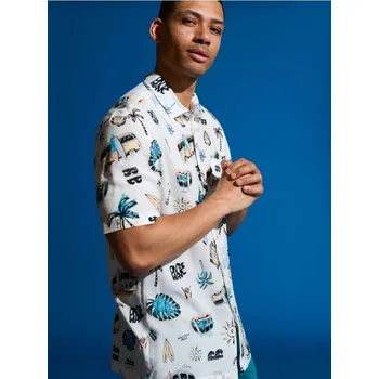 Pánská košile Sinsay - Košile s&nbsp;potiskem - krémová - 8057Y-01X - 8057Y-01X-XS-1
