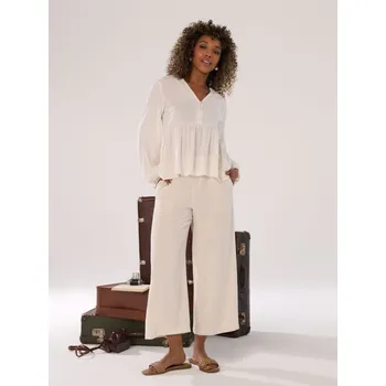 Dámské kalhoty Sinsay - Kalhoty wide leg - béžová - 674FJ-02M - 674FJ-02M-XXS