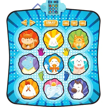 Hračka LEAN Toys 28734 Interaktivní hudební taneční podložka pro děti zvířátka, LED světla, modrá