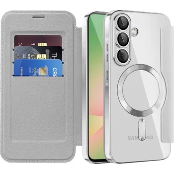 Pouzdro na mobilní telefon Techsuit - knížkové pouzdro SmartMag - Samsung Galaxy A57 5G - šedá