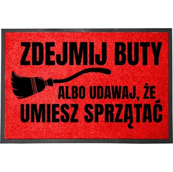 VCHODOVÁ ROHOŽKA ČERVENÁ 40X60CM KE DVEŘÍM VTIPNÁ ZDEJ SI BOTY