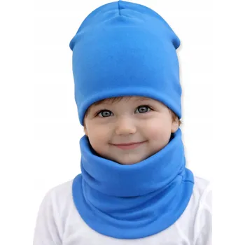 Čepice Souprava ČEPICE + NÁKRČNÍK 56-62-68 kojenecká souprava 34/38 JARNÍ MODRÁ