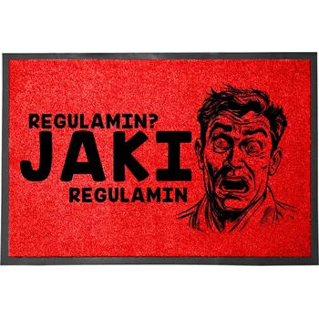 VCHODOVÁ ROHOŽKA ČERVENÁ 40X60 CM - VTIPNÝ NÁPIS "JAKÝ REGULAMIN?"