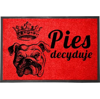 Rohožka VCHODOVÁ ROHOŽKA ČERVENÁ 40X60 POD DVEŘE VTIPNÁ S NÁPISEM "ROZHODUJE PES"