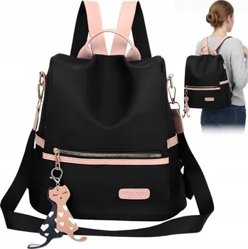 Městský batoh BATOH DÁMSKÝ BATOH DO PRÁCE ŠKOLY ČERNÝ STYLOVÝ MĚSTSKÝ PROSTORNÝ