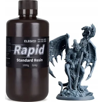 Filament UV Pryskyřice Elegoo Rapid Standard Šedá PRECIZNÍ 1kg 1l Pro 3D Tiskárnu