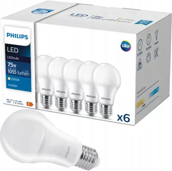 Žárovka Philips LED žárovka E27 10W (odpovídá 75W) 1055lm 105lm/W 2700K EyeComfort CorePro, 6 kusů