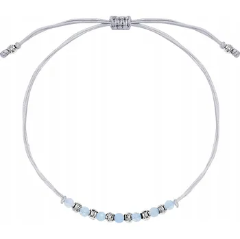 Náramek Šňůrkový náramek | stříbro rhodiované 925 akvamarín