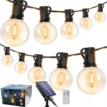 Venkovní osvětlení Solární zahradní girlanda, solární světla, 12x LED žárovka na balkon, 10 m, IP65
