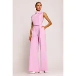 DÁMSKÝ ELEGANTNÍ OVERAL BEZ RUKÁVŮ VOLNÝ JEDNOBAREVNÝ RŮŽOVÝ 40 L