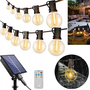 Venkovní osvětlení Světelný zahradní řetěz 10M s 12 LED žárovkami G40, Dálkový Ovladač, stmívatelný