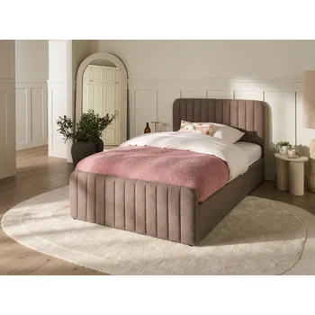 Postel Postel taupe buklé čalounění 120 x 200 cm s úložným prostorem a roštem se svislým prošíváním manželská postel moderní styl ložnice Beliani