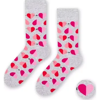 Vzorované pánské ponožky Steven art.136 Srdíčka šedá světlá melanž 44-46