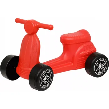 Koloběžka Plasto Čtyřkolová koloběžka s tichými kolečky, nosnost 60 kg, 18 měsíců+, červená