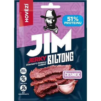 Sušené maso Jim Jerky Biltong hovězí česnek 20g