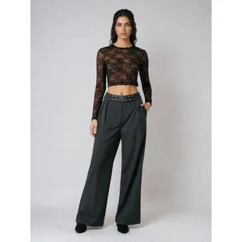 Sinsay - Kalhoty široké nohavice s páskem - šedá - 861GZ-90P - 861GZ-90P-M