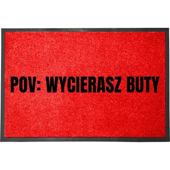 ČERVENÁ VSTUPNÍ ROHOŽKA PŘED DVEŘE 40X60 VTIPNÁ POV: OTÍRÁŠ SI BOTY
