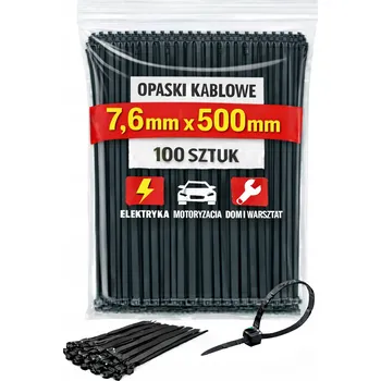 Stahovací páska Stahovací pásky 7,6 x 500 mm černé – stahovací pásky nylon PA – 100 ks