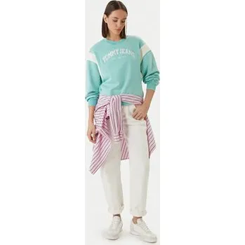 Dámská mikina Tommy Jeans Mikina Varsity Crew DW0DW22365 Zelená Regular Fit XXS