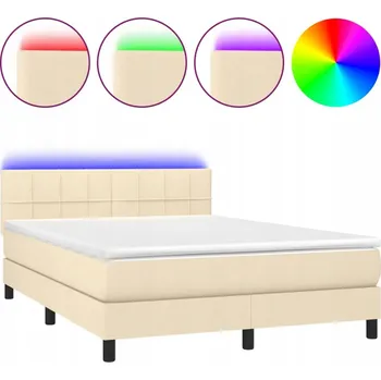 Postel Kontinentální postel s matrací 140x190 cm, krémová, s LED diodami