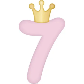 Party dekorace Svíčka dortová světle růžová s korunkou číslo 7