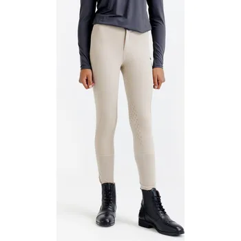 Jezdecké oblečení FOUGANZA Dětské rajtky lehké Full Grip 500 Mesh 10 LET BÉŽOVÁ