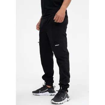 Pánské kalhoty PÁNSKÉ LÁTKOVÉ KALHOTY KAPSÁČE JOGGER Jigga 6 KAPES Cargo Černé XL