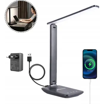 Lampička LED stolní lampička černá s USB portem, 5 úrovní jasu, dotyková