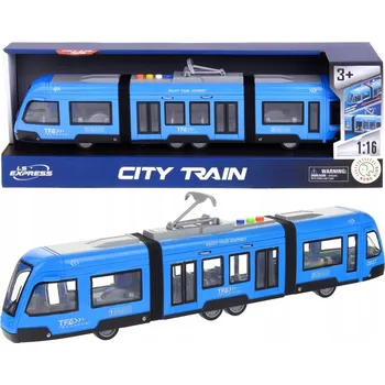 autíčko Tramvaj Nobo Kids modrá 1:16 se zvukem a světlem, frikční pohon