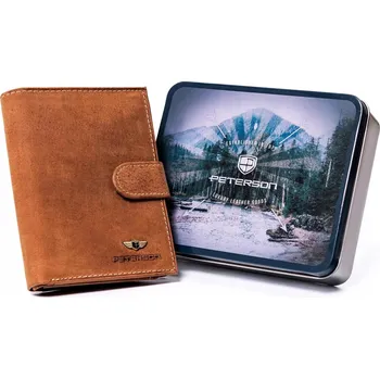 Peněženka Kožená peněženka s patentkem - Peterson, světle hnědá, velká, pánská