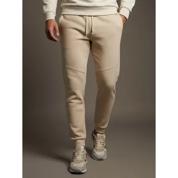 Pánské kalhoty Sinsay - Teplákové jogger kalhoty z piké látky - béžová - 572HL-08X - 572HL-08X-3XL