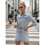 Dámské džínové šaty mini JENSAGA Dstreet EY2592 Barva: Modrá - světle, Velikost: XL