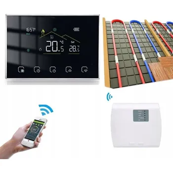 Termostat Termostat k baterii TUYA WiFi + RF přijímač pro elektrické podlahové topení
