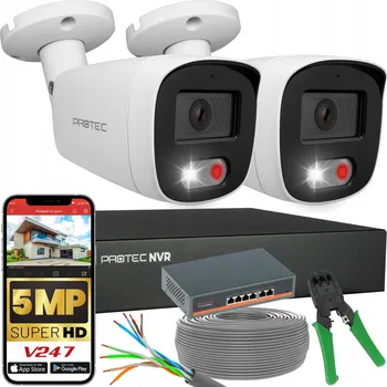 IP kamera Sada pro monitoring 2x IP kamera 5Mpx PoE Switch PoE Detekce pohybu (bez disku)